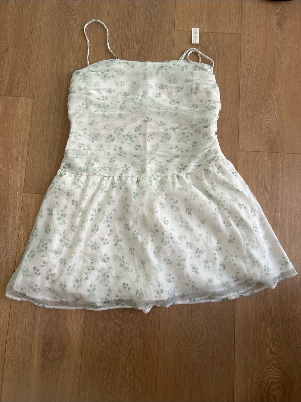 Hollister White Dress with Sage Floral Print